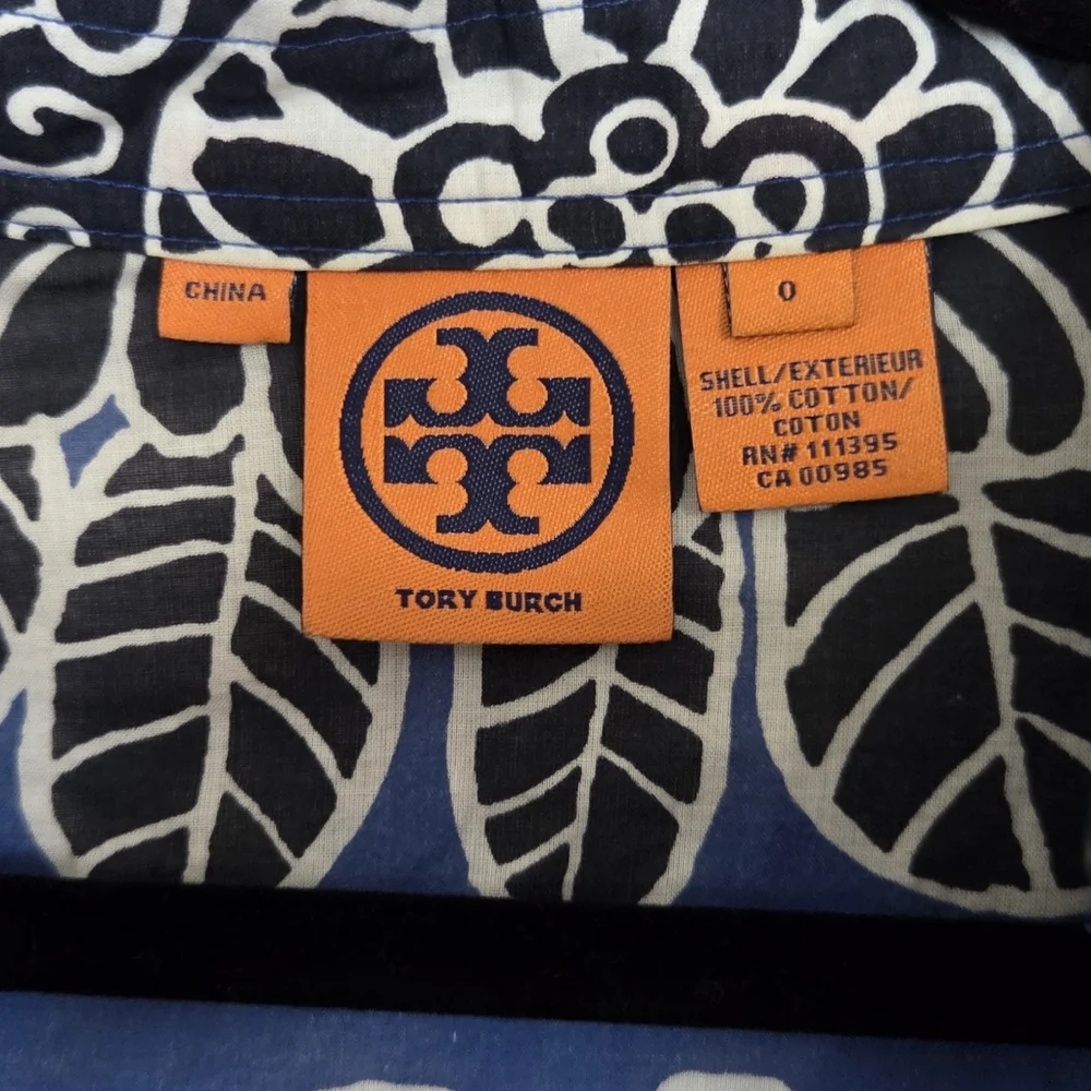 Tory Burch Stephanie Tunic with Mirror Embellished Top Size 0 Navy Tuscan